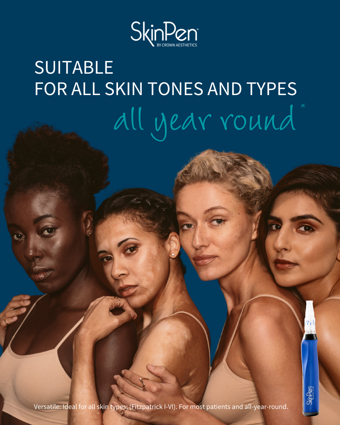 SkinPen is suitable for all skin tones and types, all year round (Fitzpatrick I–VI)